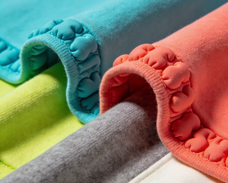 Macro view of heavyweight cotton and puff print texture